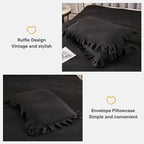 Andency Black King Size Comforter Set, 3 Pieces Farmhouse Shabby Chic Bedding Comforters & Sets, Soft Fluffy Lightweight All Season Down Alternative Bed Blanket Set