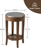 COSIEST Round End Table, 2-Tier Classic Brown Side Table, Farmhouse Wood Accent Table with Storage Shelf for Living Room, Bedroom, Office, Distressed Glaze Finish