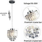 Set of 2 Polished Crystal Chandelier Pendant Light,Cord Adjustable Hanging Pendant Lamp, Modern Light Crystal Decorative Pendant Lighting Fixture for Kitchen Island Dining Room Cafe Shops Restaurants