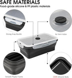 Collapsible Food Storage Containers with Lids, 4 Pack, 40 oz Silicone 1-Compartment Meal Prep Containers Reusable, Lunch Bento Boxes for Adults, Microwave Freezer Dishwasher Safe, BPA-Free, Black