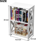 End Table & Side Table 3-Tier, 2 Shelf Small Bookcase, Bookshelf, Simple Nightstand, Bedside Table with for Bedroom, Bathroom, and Living Room Display Rack, White