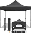 COBIZI 10x10 Pop Up Canopy with 4 Sidewall,Heavy Duty Canopy UPF 50+ All Season Wind Waterproof Commercial Outdoor Wedding Party Tents for Parties Canopy Gazebo with Roller Bag (10 x 10 ft Black)