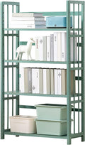 IOTXY Adjustable Bamboo Open Bookshelf - Medium 4-Tier Free Standing Storage Rack, Multifunctional Display Stand for Home and Office, Bookcase, Light Green