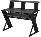 Acme Furniture Rectangular Music Desk Table with Earphone Rack, Black