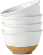 Hasense Soup Bowls, 7 Inch Large Cereal Bowls Set of 4, 40 OZ Ceramic Deep Salad Serving Bowls, Bowls Set for Pasta Pho Ramen Noodle Popcorn, Dishwasher Microwave Safe, White