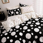 White Polka Dots Comforter Full Black White Dots Print Reversible Gingham Full Bedding Comforter Set Boys Girls Black White Bed Sets Soft 3Pcs Full Comforter Sets