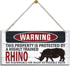 Warning Sign, Bhino Warning Wood Plaque Sign, Funny Door Signs, Decorative Wood Hanging Suspension Plaque, Farmhouse Wooden Wall Decor, Outdoor Hanging Wooden Signs