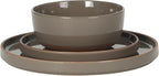 Gibson Elite Northrock Stoneware Dinnerware Set, 16-Piece Service for 4 Plates and Bowls Set – Gray Dishes with Hand-Painted Terracotta Base