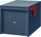 Adoorn Lockable Post Mount Mailboxes for Outside - Small Anti-Theft Locking Mailbox for Packages and Letters - Weatherproof Construction - Durable Steel - 12" H x 12" W x 18.5" D - Navy