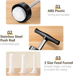 Sausage Stuffer - Homemade Manual Sausage Maker, Fast Meat Filling Machine, Food Grade Kitchen Sausage Stuffer Tool for Household Use (3 Stuffing Tubes)