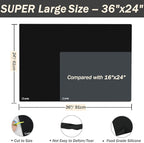 Extra Large Silicone Mat Kitchen Counter Heat Resistant Table Mat 36" x 24" | Place Mats, Countertop Protector , Thick Placemats Washable Silicone Mats for Kitchen Counter Dining Table Mat, Black , Sapid