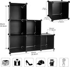TUMUCUTE Cube Storage Organizer, 6-Cube DIY Plastic Closet Cabinet Modular Bookcase, Storage Shelves for Bedroom Living Room, Office, Black