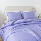 Lavender Purple Comforter Set King Size, Solid Luxury Skin-friendly Boho Bedding Set & Collections, Breathable Fluffy Microfiber 3 PCS (104"x90") Comforter Set for All Seasons