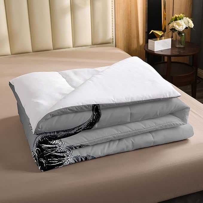 Highland Cow Bedding Set Queen Size Grey Bull Cattle Comforter Set Funny Farmhouse Wildlife Animal Duvet Set for Kids Boys Girls Teens Western Cowboy Style Down Comforter Adult Bedroom Decor