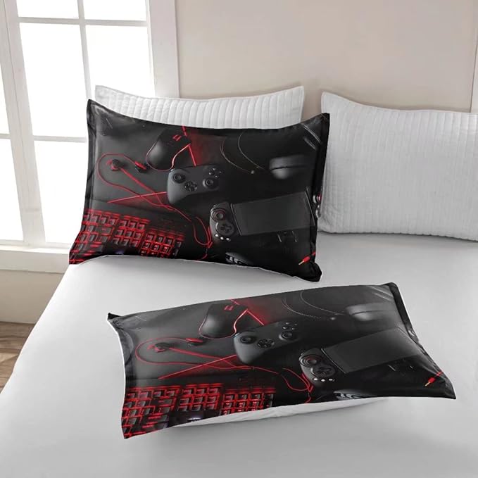 Gaming Comforter for Boys Teens,Game Bedding Sets Full,Kids Gamer Comforter Set,Video Game Bedroom Decor,Gamepad Controller Duvet Insert All Season 3 Piece 1 Comforter and 2 Pillowcases