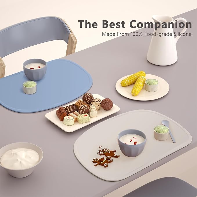 Cuddle Campus Set of 3 Silicone Placemats with Raised Edges for Kids,Toddlers,Babies, Non-Slip Dinning Table Mat, Baby Eating Mat, Food Mat Set-3