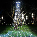 PUHONG Christmas Decoration Outdoor Star String Lights,16.4Ft Christmas Tree Toppers Lights 320 LED 8 Memory Modes with 14" Lighted Star for Halloween Christmas New Year Holiday Birthday(White)