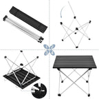 Grope Portable Camping Table,Aluminum Folding Beach Table (Black-S) | Portable & Easy to Carry, With Carry Bag for Camping, Prefect for Outdoor, Picnic, BBQ, Cooking, Festival, Beach, Home Use