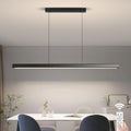JAYMP Minimalist Linear Pendant Light Dimmable LED Modern Chandelier Dining Room Island Light Restaurant Cafe Bar Office Hanging Lamp Black 57"