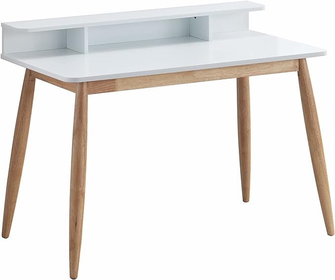 Roundhill Furniture Roskilde Storage Wood Office Desk, White