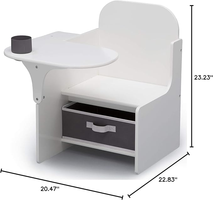 Delta Children MySize Chair Desk With Storage Bin, Bianca White