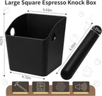IAOSEN Large Square Knock Box Shock-absorbent Knock Box Espresso with Removable Knock Bar and Non-Slip Base Espresso Accessories for Home/Office (Large Black Knock Box)