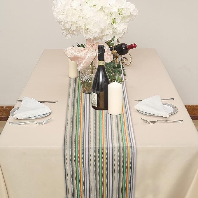 Urban Villa Table Runner Cotton Heavier Quality 14x72 Multi Stripe