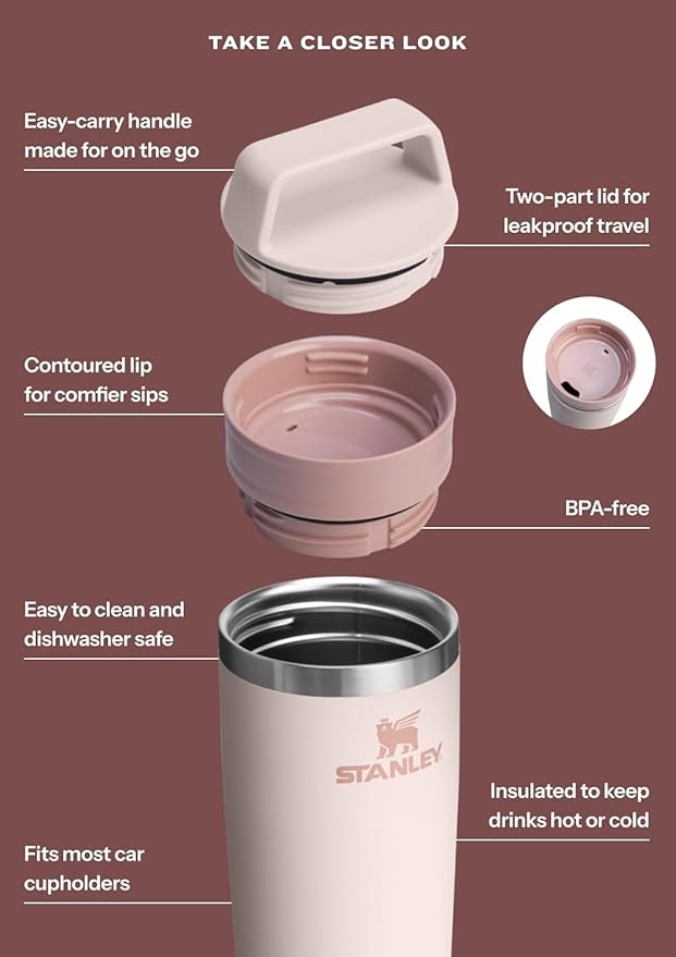 STANLEY Cafe To Go Travel Mug 20 oz | Leakproof Two-Part Drink Through Lid | Tumbler Cup for Coffee, Tea and Drinks | Insulated Stainless Steel Coffee Mug | BPA-Free | Daffodil