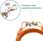 IntelliLeash 20FT Tie-Out Cables for Dogs - Strong, Safe, and Durable Dog Tie-Outs for Small Dogs up to 35 Pounds - Weather and Wear Resistant Galvanized Aircraft Cable for Outside Use