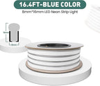 GZBtech Flexible LED Neon Rope Lights 16.4FT,AC 110-120V Waterproof Neon Strip Light, 120LEDs/M Cuttable Connectable Rope Lighting for Indoor Outdoor Home Decor/Commercial Building Use-Blue 5M