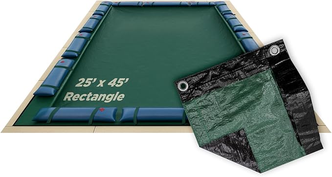 Buffalo Blizzard Supreme Plus 25 ft x 45 ft Rectangular Winter Pool Cover | Green/Black | Heavy Duty for Above Ground Swimming Pools | Easy Install | Cold & UV Resistant | Seasonal Debris Protection