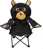 Kids Folding Camp Chair with Cup Holder and Carry Bag - Black Bear