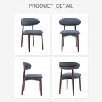 COLAMY Wooden Dining Chairs Set of 4, Modern Fabric Upholstered Dining Room Chair, Farmhouse Kitchen Side Chairs with Foot Pegs, Blue