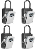Portable Key Lock Box, Upgrade Clearly Visible Numbers, Lock Box Wall Mounted for House Key, 5 Key Capacity, Weatherproof Resettable Code (4 Pack, Grey)