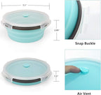 CCyanzi 1200ml Collapsible Camping Bowl Silicone Food Storage Container with Lid and Foldable Stainless Steel Fork Spoon, for Picnic, Travel, Camping, RV, Fridge and Microwave Bowls