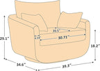 360° Swivel Accent Armchair Set of 2, 39.3" Oversized, Sherpa Boucle Fabric Sofa Chair with Removable Back & Arm Pillows, Swivel Chairs with Cozy Soft Padded, No Assembly Required, White
