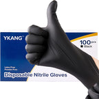 YKANG Black Disposable Nitrile Gloves,Latex Free Disposable Gloves 100 PCS,Food Safe Food Prep Cooking Gloves