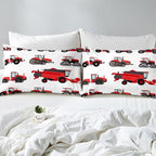 Erosebridal Red Tractor Comforter Set Heavy Equipment Truck Bedding Set for Kids Boys Girls Harvester Tractor Duvet Set Twin Size Farm Equipment Quilt Set Bedroom Collection 2Pcs Room Decor