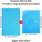 Extra Large Silicone Craft Mat for Kids, Large Silicone Sheet for Crafts, Kitchen Non-Stick Baking Mat, Heat Resistant Countertop Mat, Waterproof Placemat, Multipurpose Mat, Blue (23.62x15.75 inches)
