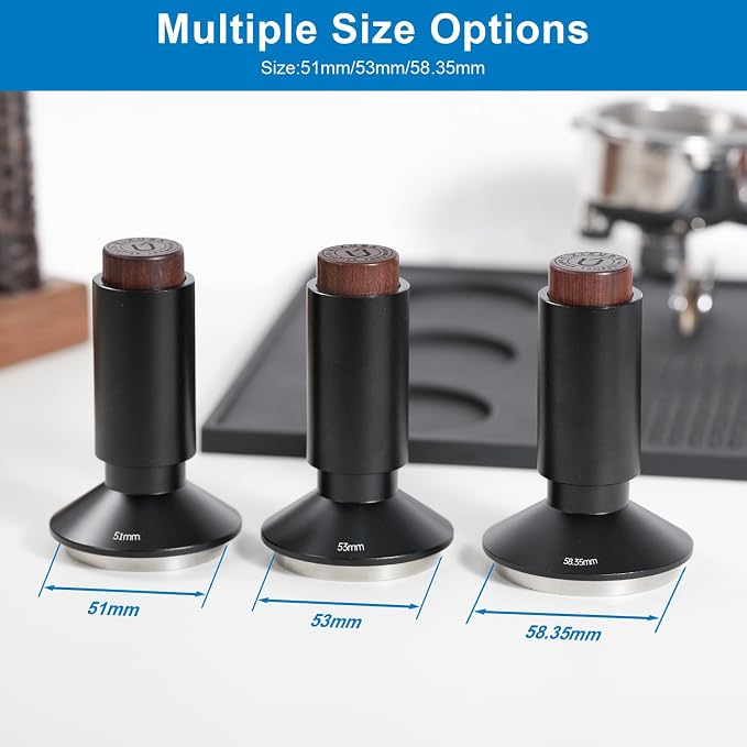 XIXUBX 2-in-1 Espresso Tamper & Magnetic WDT Tool, 53mm Spring Loaded Tamper with Anodized Aluminum Alloy Handle, Corrugated Base & Cover, Fits 53-54mm Portafilter Baskets for Espresso Machines