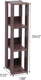 USA 3-Tier 8" Slim Open Wooden Bookshelf with Adjustable Shelves, Easy Assembly Bookcase Farmhouse Shelf for Small Spaces Bedroom Office Living Room Indoor, Brown