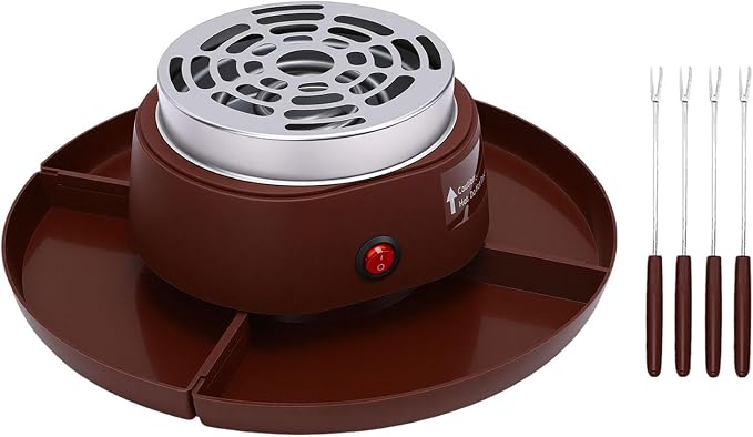 Aramox 2 in 1 Electric Smores Maker and Fondue Pot Tabletop Marshmallow Roaster with 4 Roasting Forks Detachable Trays for Indoor Use (US Plug 110V)