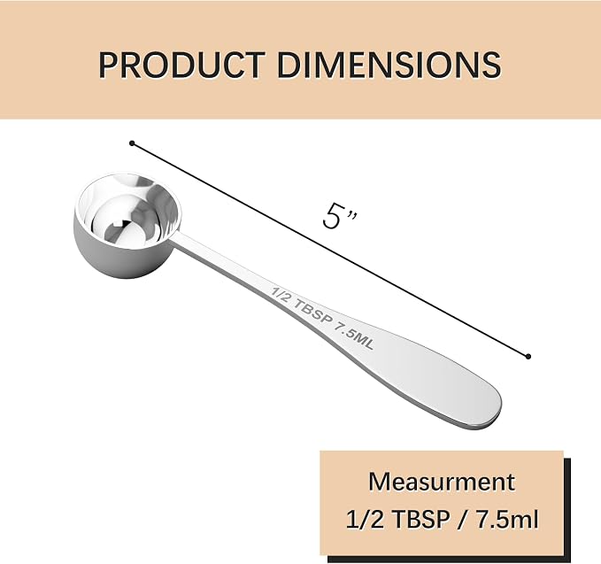 1PCS 1/2tbsp(1.5tsp, 7.5 ml) Single Measuring Spoon, Stainless Steel Individual Teaspoon, Metal Measure Scoop with Gift Box