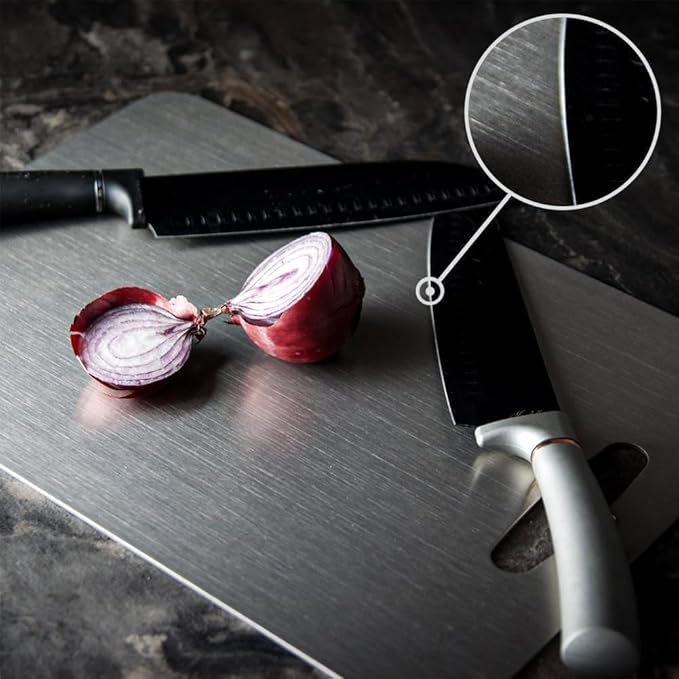 Titanium Cutting Board,100% Pure Titanium Cutting Boards for Kitchen, 2025 Double Sided Food-Grade Chopping Board for Cutting Meat Vegetable Fruit (12"L x 9"W)