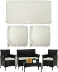 ClawsCover 3Pack Outdoor Seat Cushions Replacement Covers Fit for 4 Pieces Wicker Rattan Furniture Patio Conversation Set Loveseat Chair,38x19x2,19x19x2,Cream-Large (Include Cover Only)