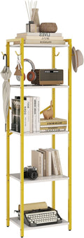YMYNY Bookshelf, 5-Tier Ladder Shelf Organizer, Narrow Shelving Unit, Corner Storage Racks, Large Capacity Bookcase, for Home Office Living Room Balcony Bathroom, 57.7" H, Metal Frame,HBC005W