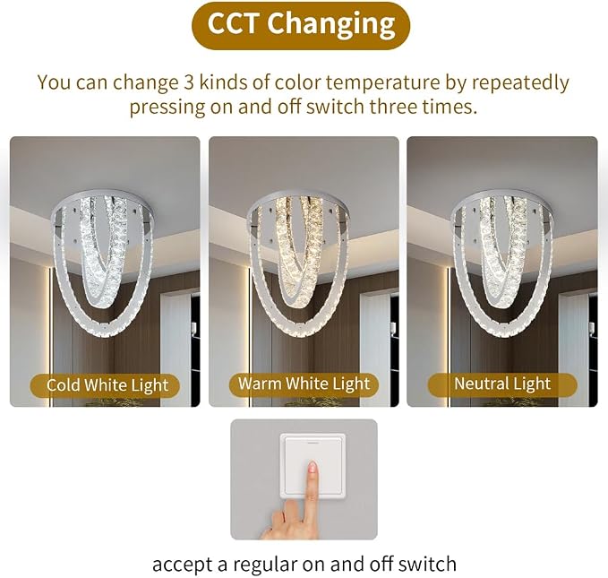 Modern Crystal Ceiling Light Chandelier, Flush Mount Lighting Fixture Pendant Ceiling Lamp Light for Living Room Bedroom Dining Room Hallway