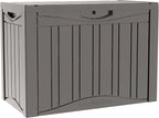 50GAL Brown Deck Box with Special Pattern & Lock Hole – Waterproof, SGS - Approved UV Resistance, Stylish Storage for Outdoor Cushions & Decor, Effortless Assembly