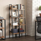 VASAGLE Bookshelf, 4-Tier Narrow Bookcase, Ladder Shelf for Home Office, Living Room, Bedroom, Kitchen, Rustic Brown and Ink Black ULLS108B01