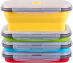 Collapsible Food Storage Containers with Airtight Lid, 27 oz, Kitchen Stacking Silicone Collapsible Meal Prep Container Set for Leftover, Microwave Freezer Dishwasher Safe, 4 Colors, Set of 4
